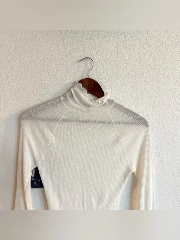 Free People Intimately Womens Shirt White Lightweight Waffle Knit Size XS - Image 3