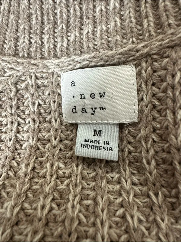 a new day Taupe V-Neck Chunky Knit Sweater - Image 7