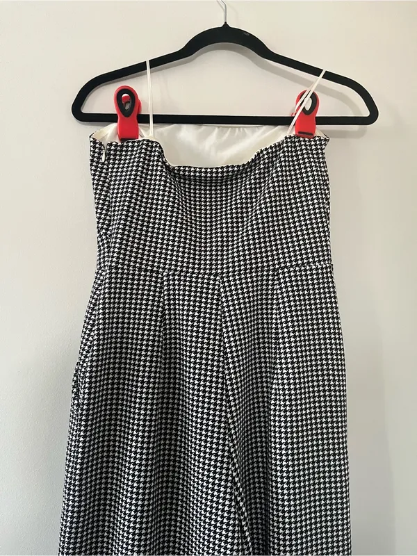 Express Black White Houndstooth Wide Leg Jumpsuit Small Preppy Business Casual - Image 7