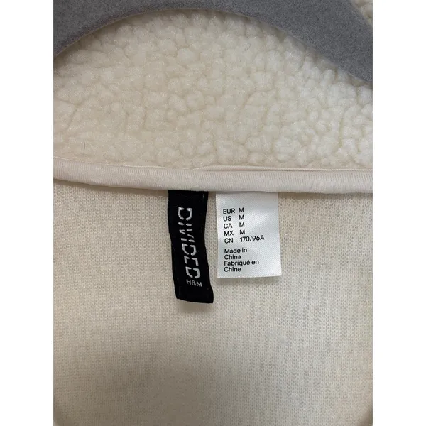 H&M Divided Teddy Fleece Pullover Medium Ivory Sherpa 1/4 Zip Cozy Jacket - Image 4