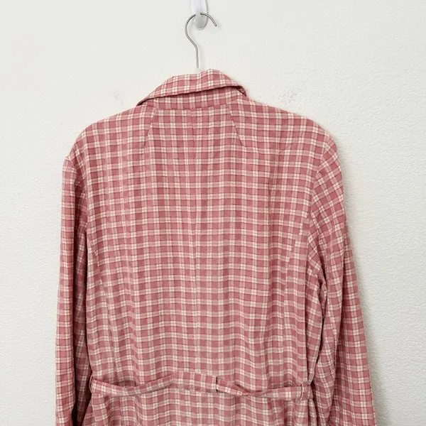 [Free People] Pink Olivia Gingham Plaid Oversized Double Breasted Blazer Large L - Image 10
