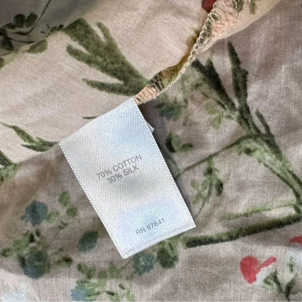 J. Jill Floral Cream Red‎ Green Peach Button Down Shirt Top S Cotton Silk - Image 6