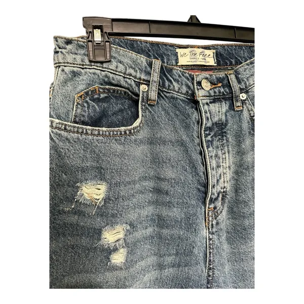We The Free CRVY Blue High Rise Button Fly Denim Distressed Georgine Jeans 31 - Image 5