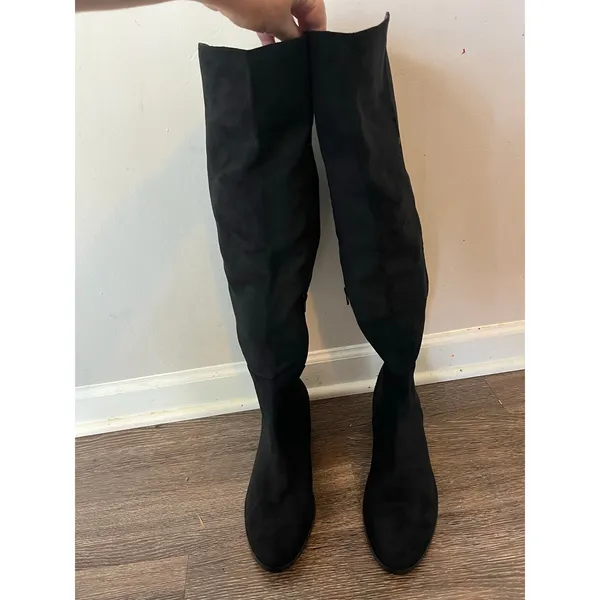 J. Crew Knee-high Boots with stretch low heel in black Size 11 - Image 3