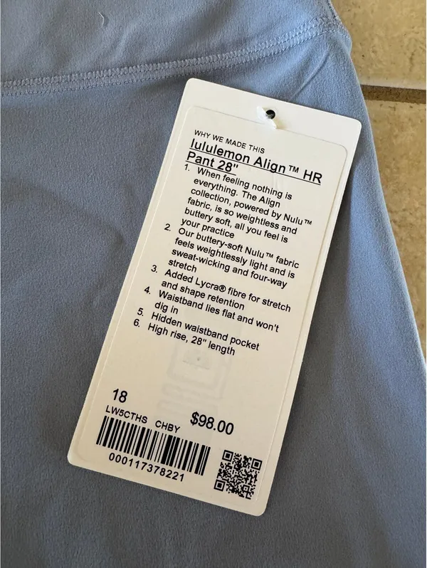 Lululemon Align High Rise 28” Chambray Size 18 NWT - Image 4