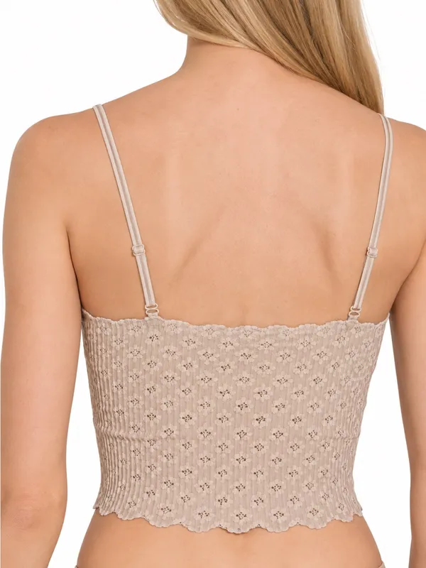 Zenana Scalloped Padded Seamless Lace Bralette – Ash Mocha - Image 2