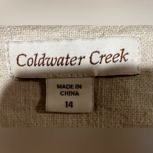 Coldwater creek Women’s Cream Linen Jacket With Hook Closure Size 14 - Image 5