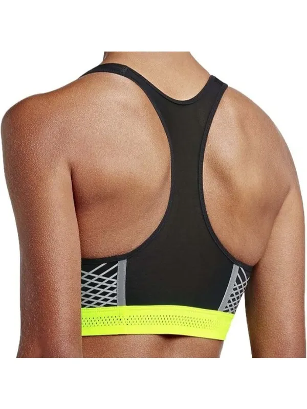 Nike Pro Fierce Sports Bra Racerback Black Neon Yellow 805200 Women' s Size Small - Image 2