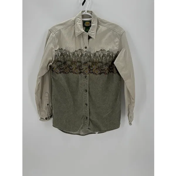 Cabela’s vintage cotton Button Up cabin native southwest bear women’s size M - Image 3