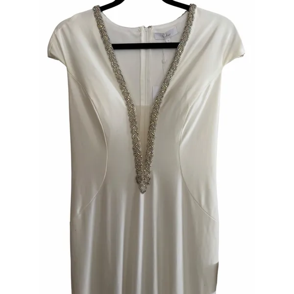 Lulus True Love Story White Embellished Cap Sleeve Mermaid Maxi Dress Size 8‎ - Image 3