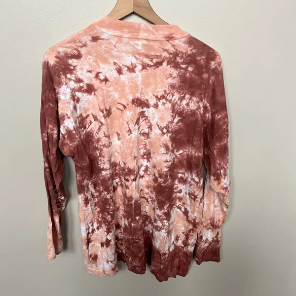 Free People Women's Long Sleeve Be Free Tie Dye Tee Shirt Top Orange Small - Image 5