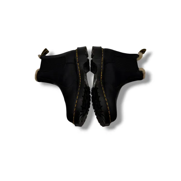 Dr. Martens 2976 Leonore‎ Chelsea Boots Womens 7 Black Faux Fur Lined Leather - Image 3