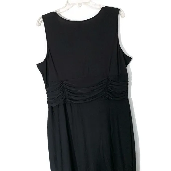 Black Faux Wrap Ruched Cocktail Dress XL Figure Flattering Stretch LBD - Image 9