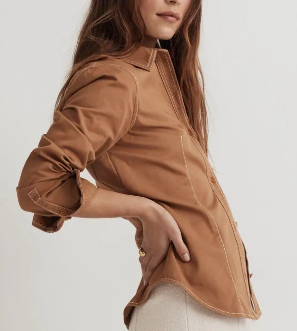 MADEWELL Darted Button-Up Shirt in (Re)generative Chino Western Long Sleeve - Image 3