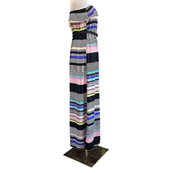 TRIXXI Maxi Dress Large w/ Belt Tube Top Y2K Artsy Patchwork Ruffle Blouson - Image 10