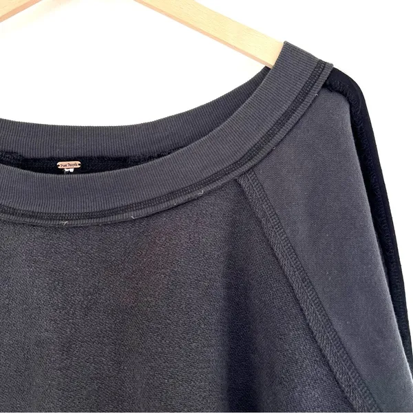 Free People Cropped Sweatshirt Grey & Black Mixed Media XS/ Small - Image 5