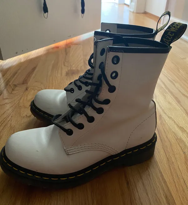 Dr. Martens White 1490 Leather Lace Up Boots - Image 4