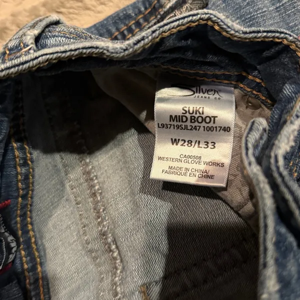 Silver Jeans Co Suki Mid Boot Distressed Super Stretch Jeans W28 L33 Medium Wash - Image 4
