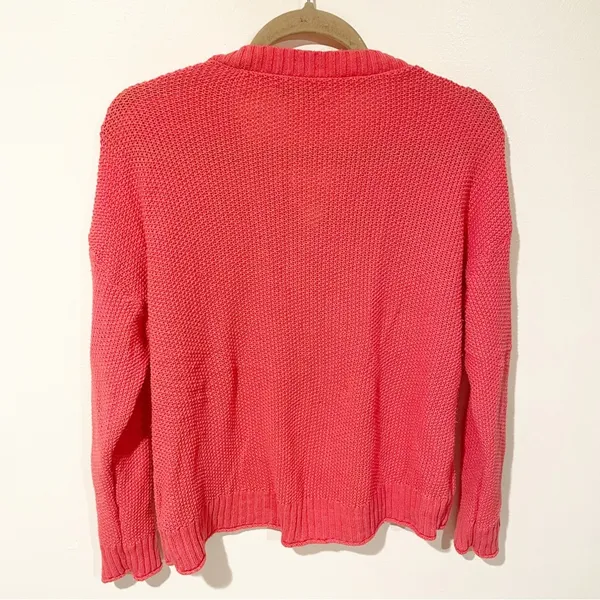 American Eagle Medium Henley Sweater Medium Pink Cotton Knit Relaxed Pullover - Image 5