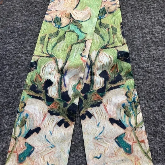Summer Retro Hair Tied Oil Painting Long Silk Scarf Band Braided Chiffon new - Image 2