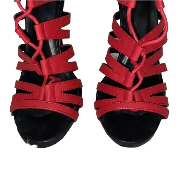 Women's Open Toe Strappy Red Sandals (Size 7) Red - Image 7