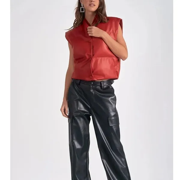 Elan Red Faux Leather Puffer
Vest(Size Small) - Image 2