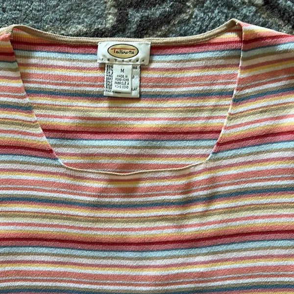 Only Orange Fitted Long Sleeve Blouse Talbots size 6 many stripped colors . - Image 5
