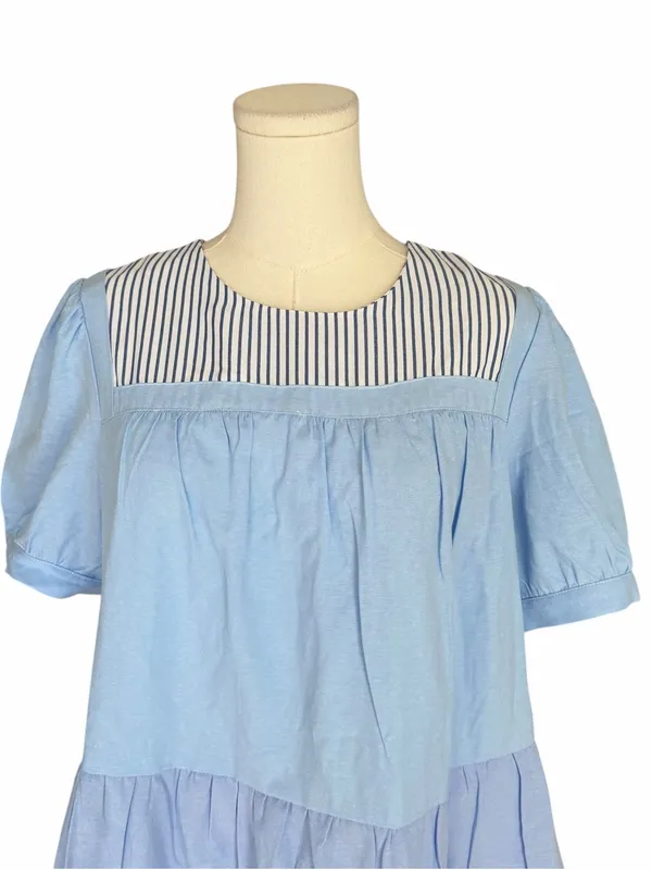 English Factory - NWT Mixed Print Tiered Mini Dress Blue Sz S - Image 3