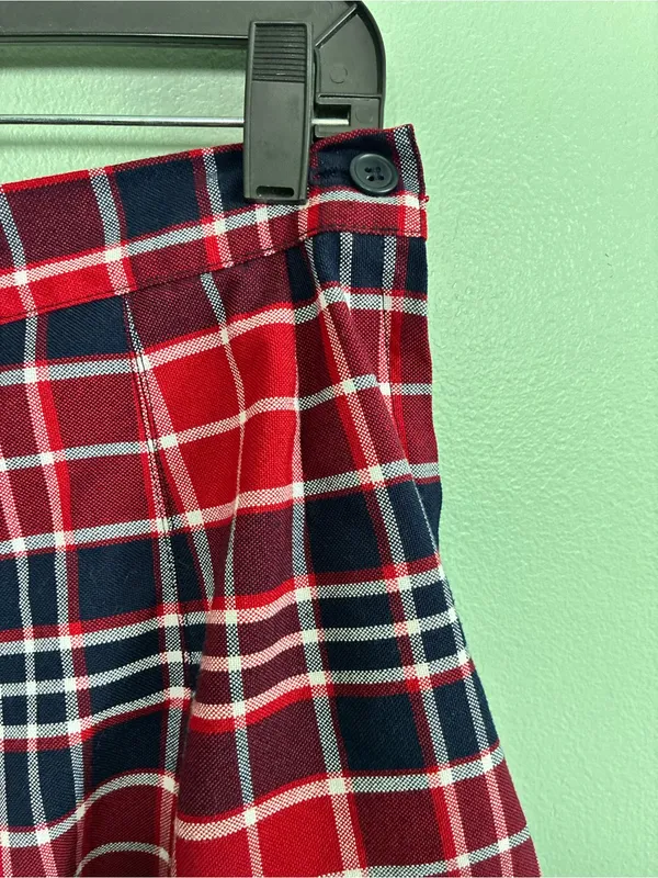 VTG Parker Plaid Tartan Pleated Mini Skirt Made in USA Preppy Dark Academia 32 L - Image 2