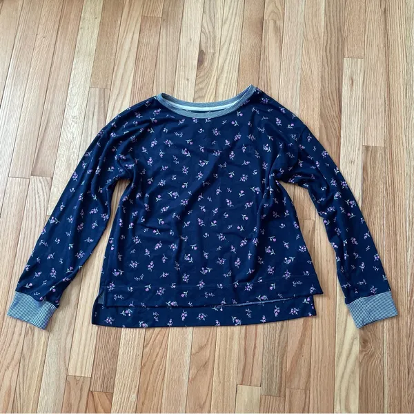 Lauren Ralph Lauren Floral Pajama Top Women Large Navy Blue Feminine Cottagecore - Image 3