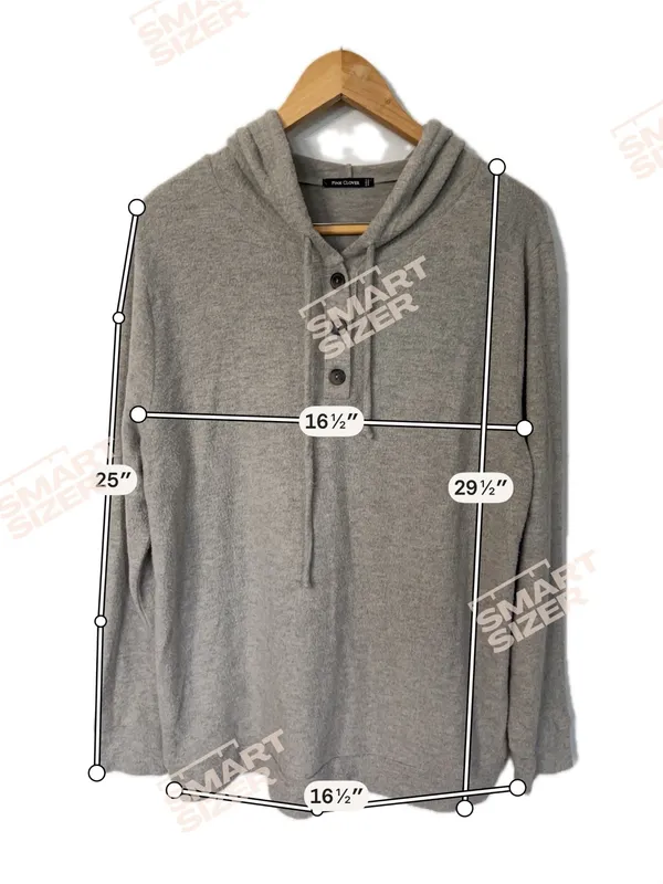 Pink Clover light gray brushed knit hoodie Henley top - Image 3