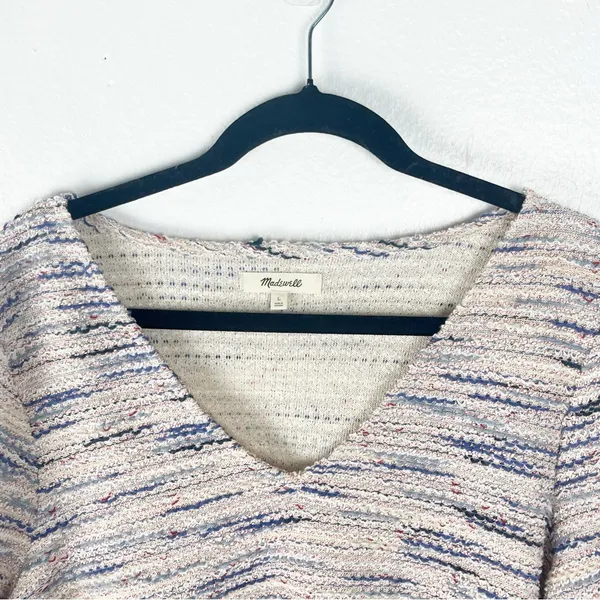 MADEWELL Rainbow Jacquard V-Neck Long Sleeves Sweater Size Large Preppy Casual - Image 5