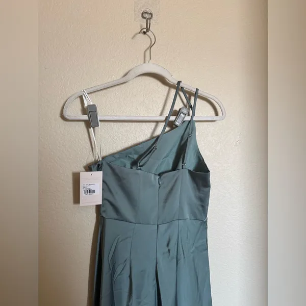 Birdy Grey‎ Kensie Matte Satin One Shoulder Dress Sz XS Sea Glass Bridesmaid NEW - Image 6