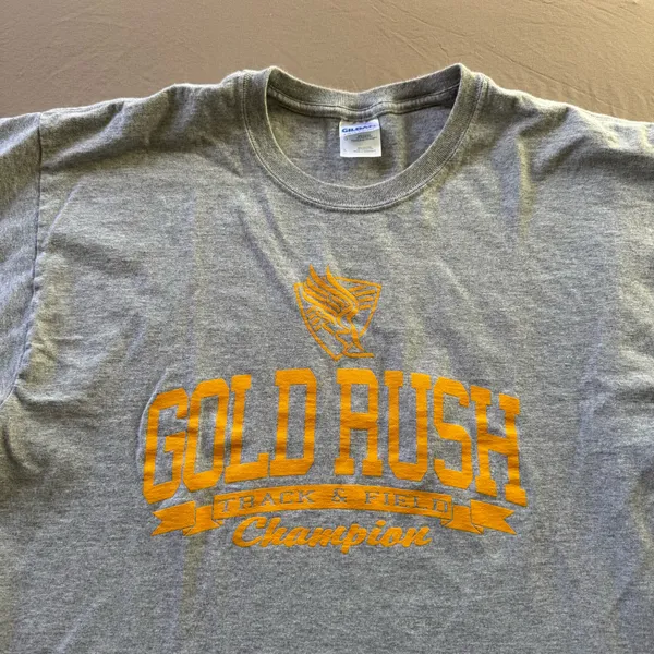 Gold Rush Track & Field Varsity Tee Gray Size L - Image 3