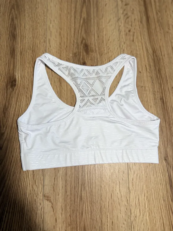 ZYIA White Racerback Mesh-Back‎ Sports Bra - Image 2