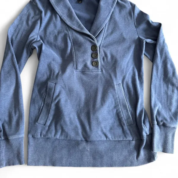 Banana Republic Womens Sweatshirt Small Blue Pullover Minimalist Preppy Clean G - Image 3