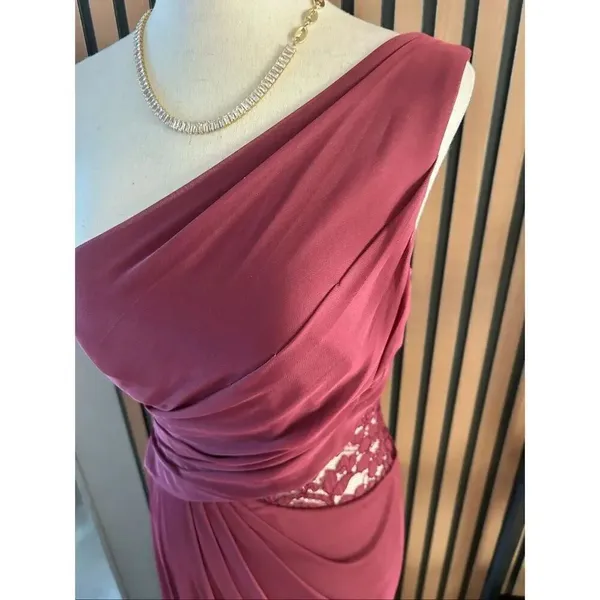 David’s bridal one shoulder with lace long maxi bridesmaid dress a size 4 color - Image 3
