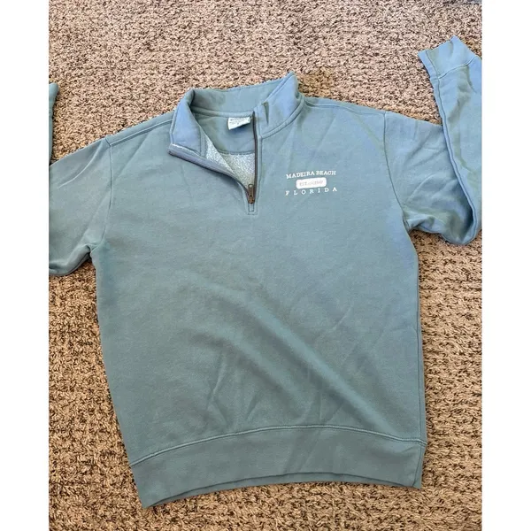 Madeira Beach Florida Blue Quarter Zip Sweatshirt Size Small - Image 3