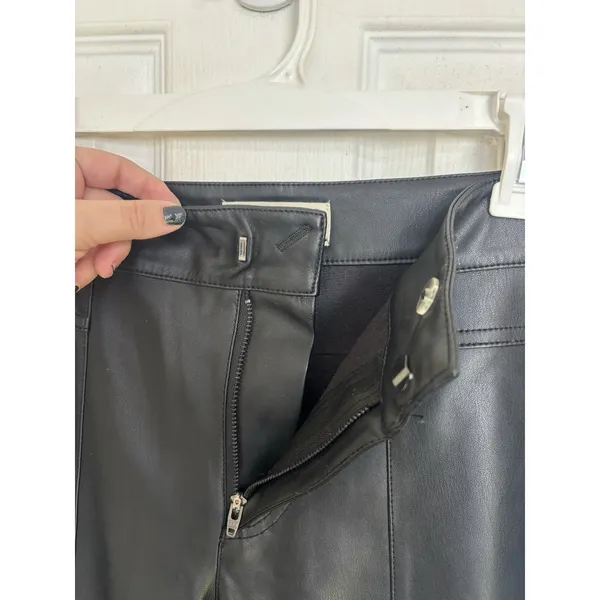 Free People We The Free Black Uptown High Rise Faux Leather Flare Pants 8 - Image 5