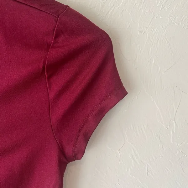 Crave Fame Burgundy short sleeve ruched #cropped #shirt #top - Image 5