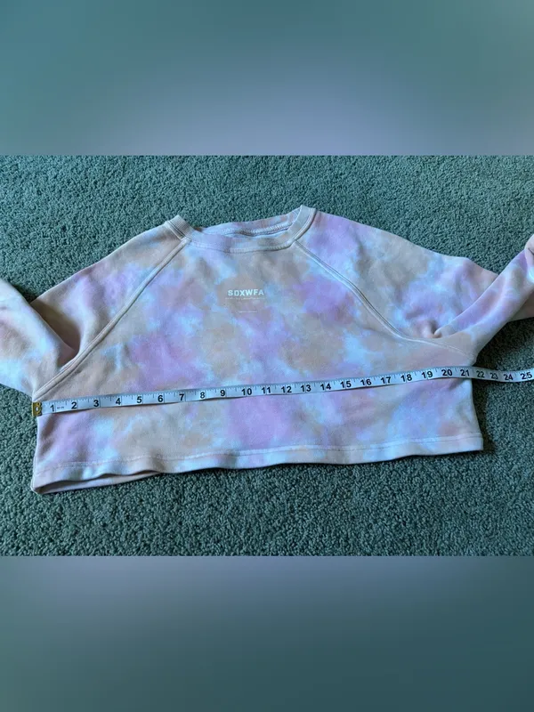Sarah’s Day X White Fox Active Tie Dye Cropped Long Sleeve Sweatshirt Size M - Image 6