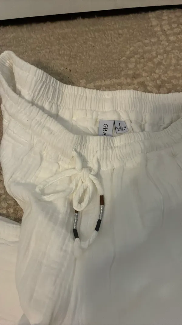 Beach guaze white pants Size L - Image 2
