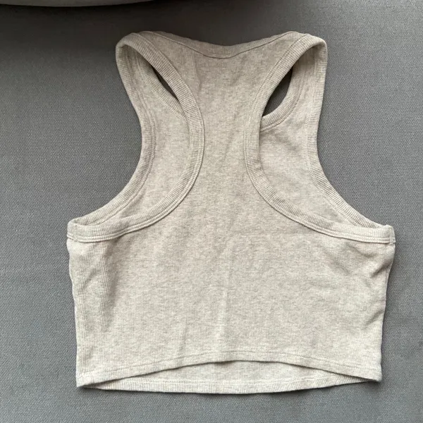 Alo Yoga Aspire Tank Oatmeal Heather/White XS - Image 4