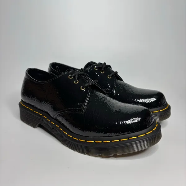 Dr. Martens 1461 Women's Leather Oxford Shoes in Black Distressed Patent - Image 5