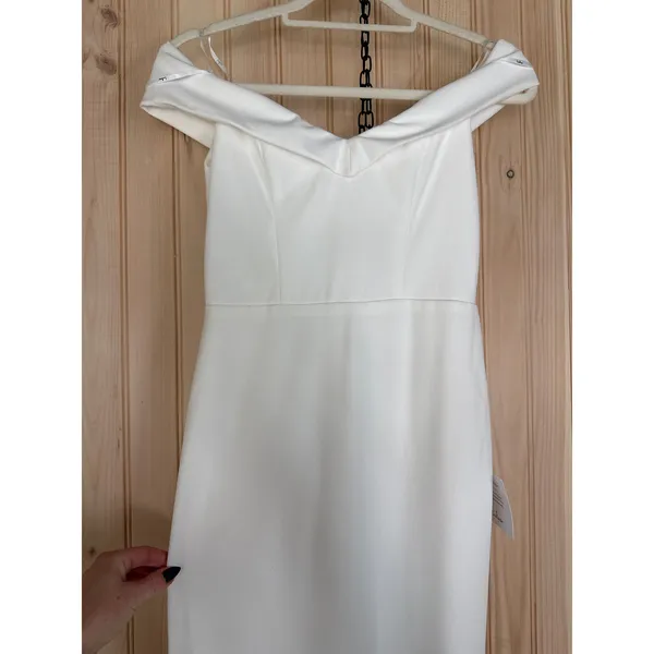 Lulus Arienne White Off-the-Shoulder Mermaid Maxi Dress Wedding Elegant Medium - Image 5