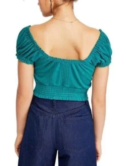 Free People We The Free Button Down Crop Top Size Small - Image 2