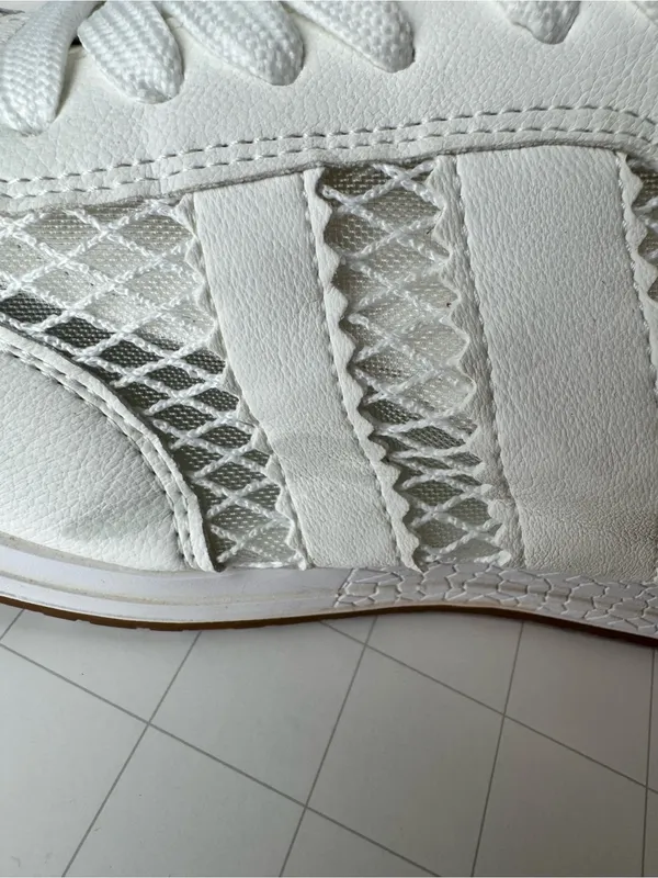 Dolce Vita White Mesh Lace-Up Sneaker with Tan Outsole - Image 7