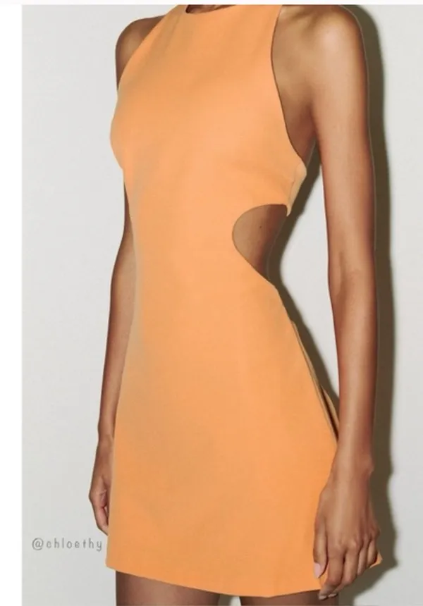 Zara orange halter cut out mini dress - Image 2