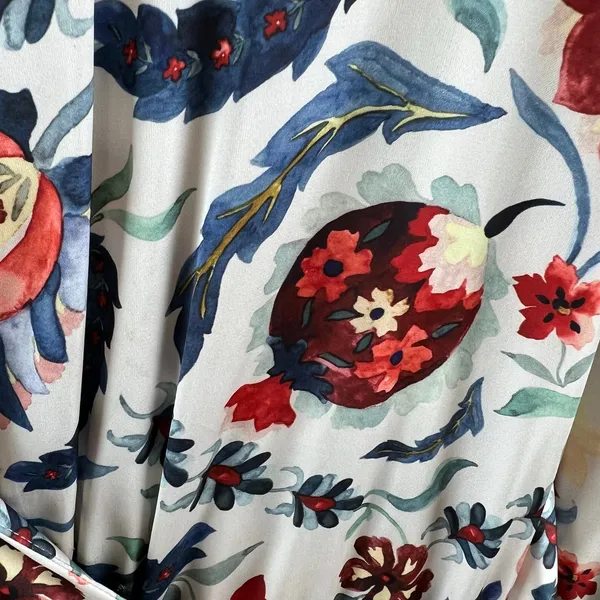 Sachin & Babi Floral Midi Dress Size 6 V-Neck Batwing Sleeve Boho Resale - Image 12
