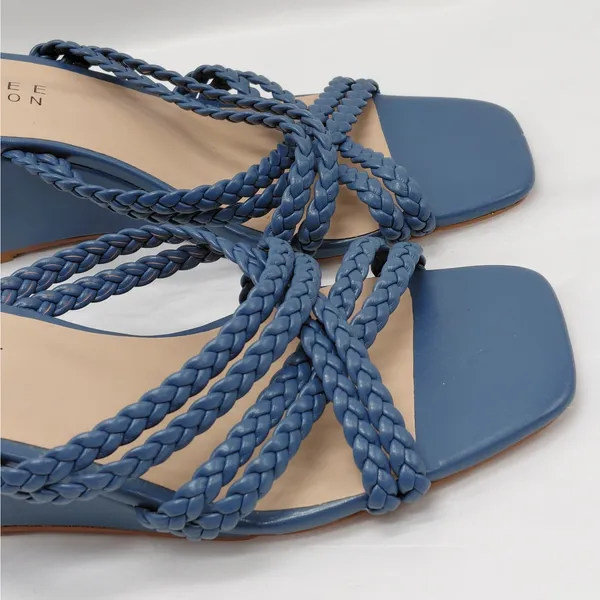 Journee Collection Baylen Wedge Sandals Women's 7.5 Blue Slip On Casual Shoes - Image 5